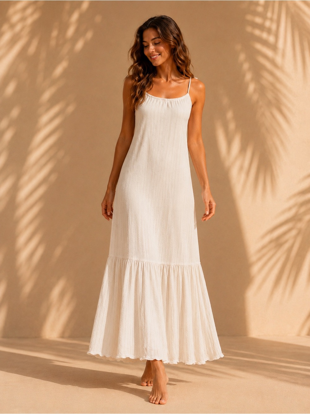 a new day Cream Maxi Slip Dress with Ruffle Hem